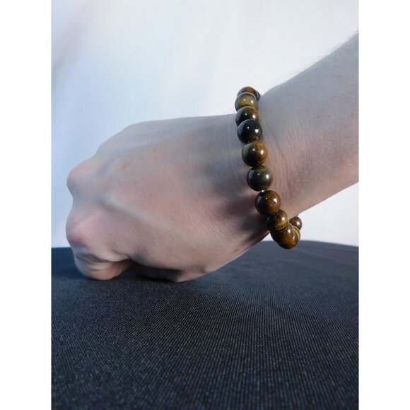 Tiger Eye Bracelet 8mm Stretch Gold - New - Witchcore Earth - Picture 11 of 12